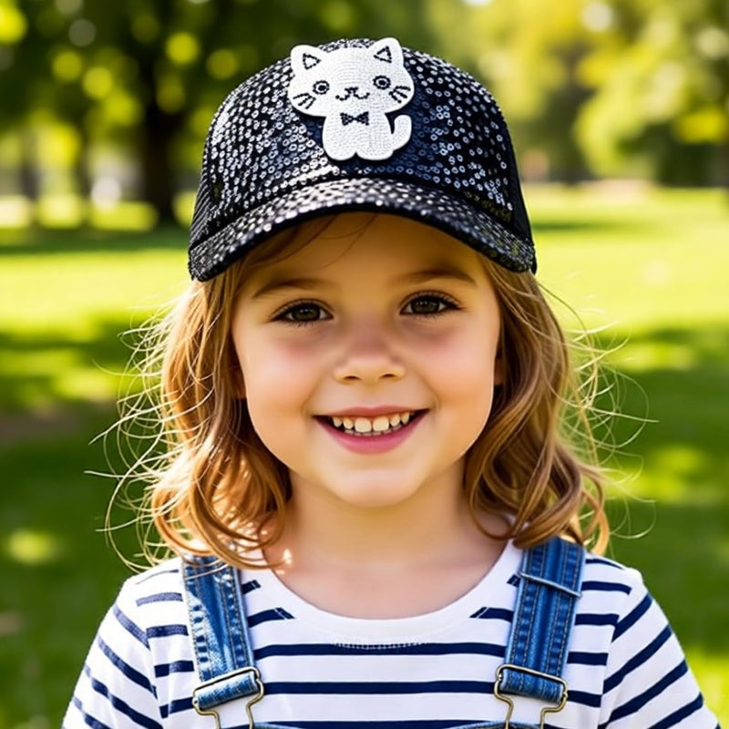 Dot Kids Cat Ear Baseball Cap Girls Cute Kitty Adjustable Snapback Trucker Hat for Summer Sport Travel Hiking 2-15Y - Image 2